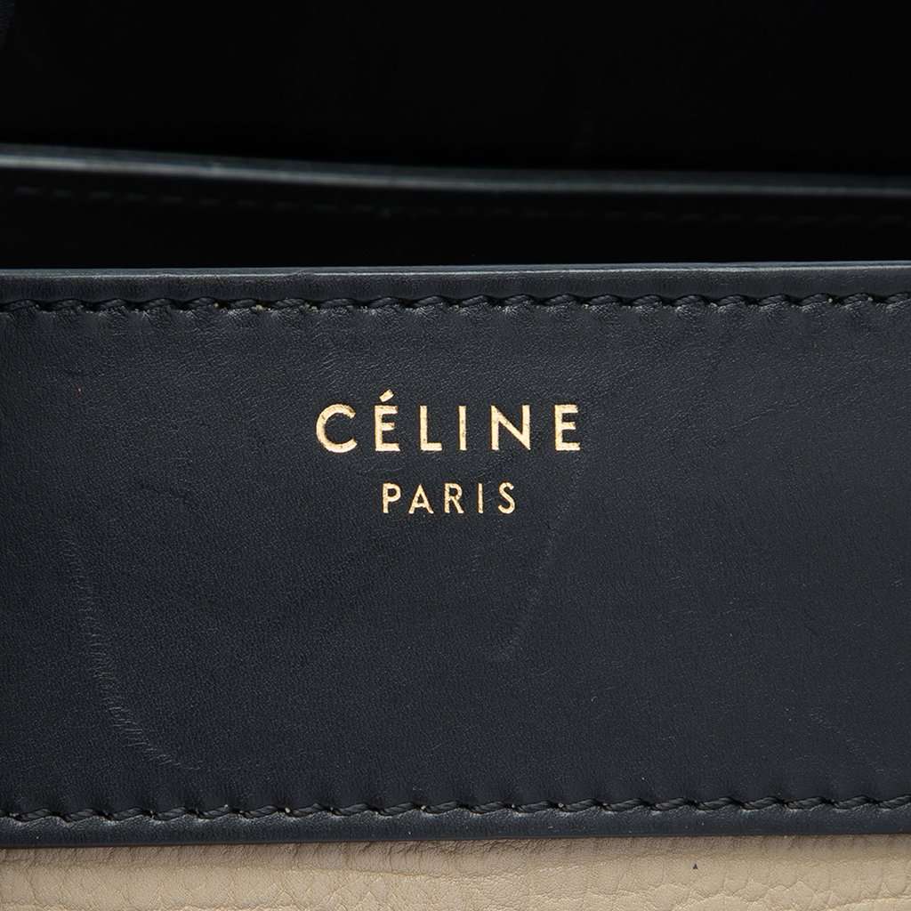 Celine Mini Tricolor Calfskin and Suede Luggage Tote Beige Leather Very good - Box View