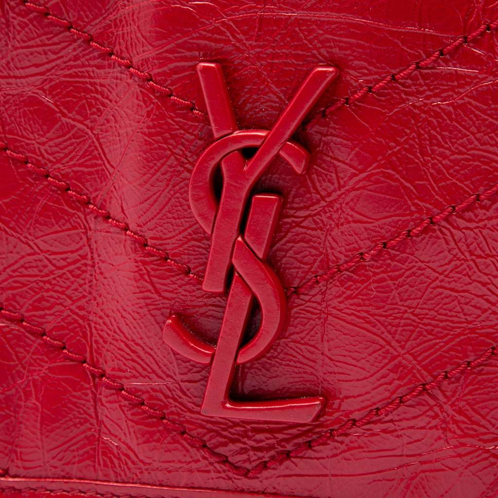 Saint Laurent Crinkled Calfskin Niki Wallet on Chain Red Leather Very good condition - Box View