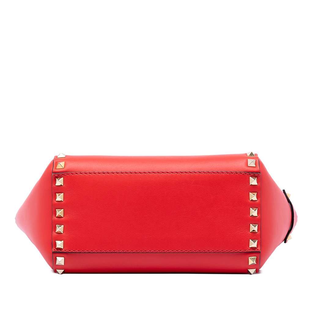 Valentino Mini Leather Rockstud Double Handle Tote Red Leather Very good condition - Inside View