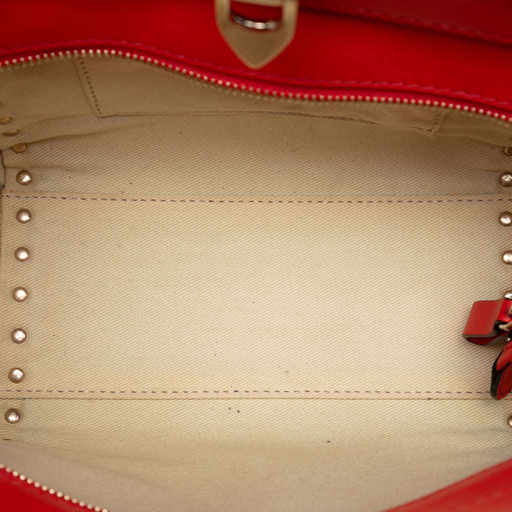 Valentino Mini Leather Rockstud Double Handle Tote Red Leather Very good condition - Model View