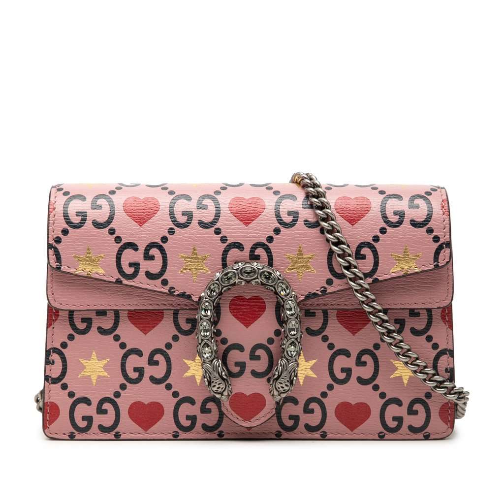 Gucci Mini Textured Leather Valentines Day Dionysus Crossbody Pink Leather Very good condition - Front View