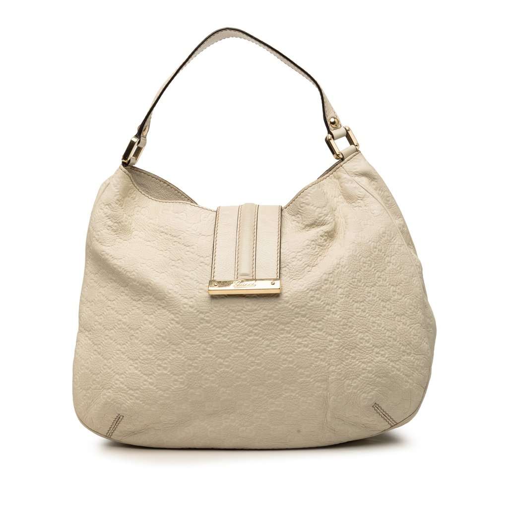 Gucci Large Guccissima New Ladies Hobo White Leather Very good condition - Front View