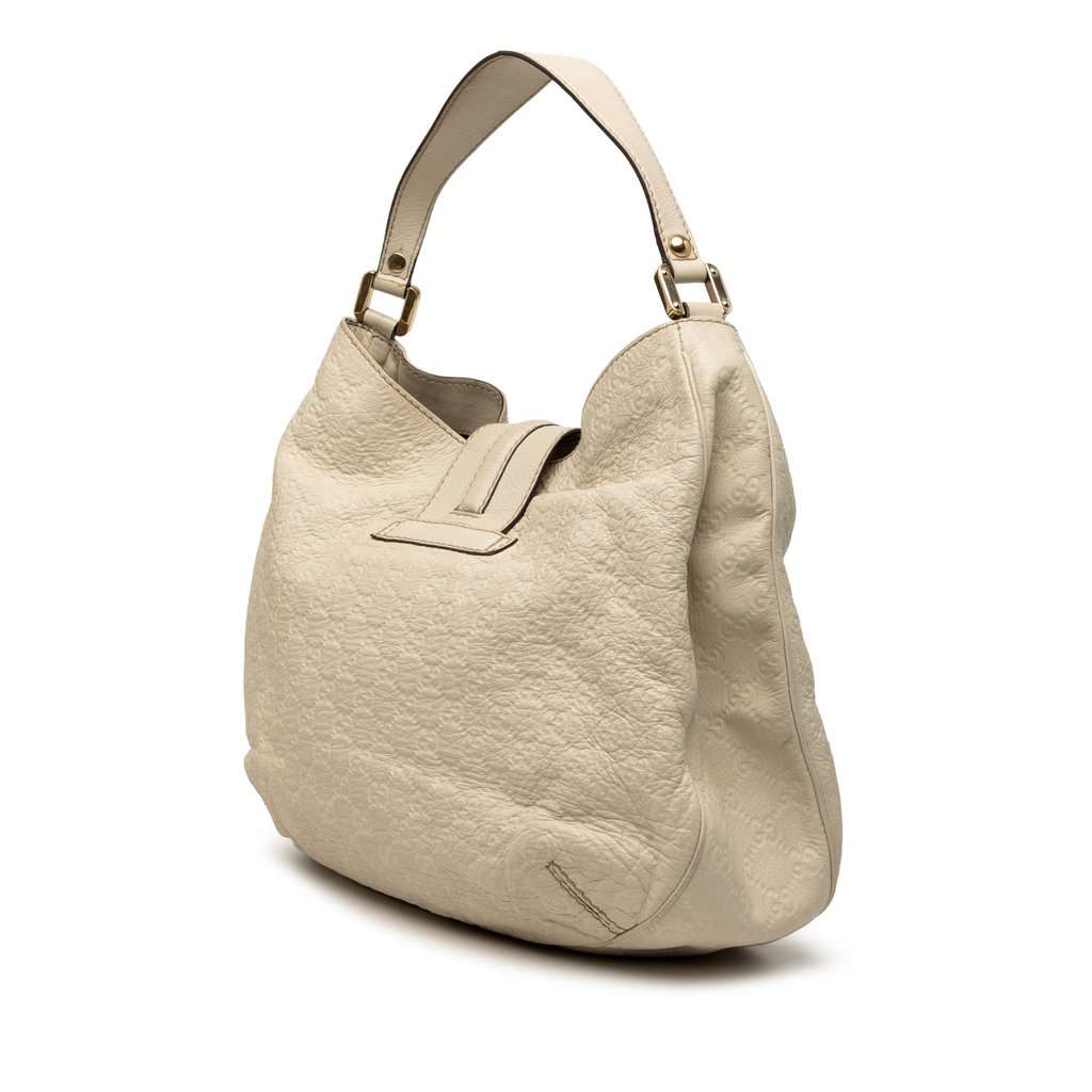 Gucci Large Guccissima New Ladies Hobo White Leather Very good condition - Back View