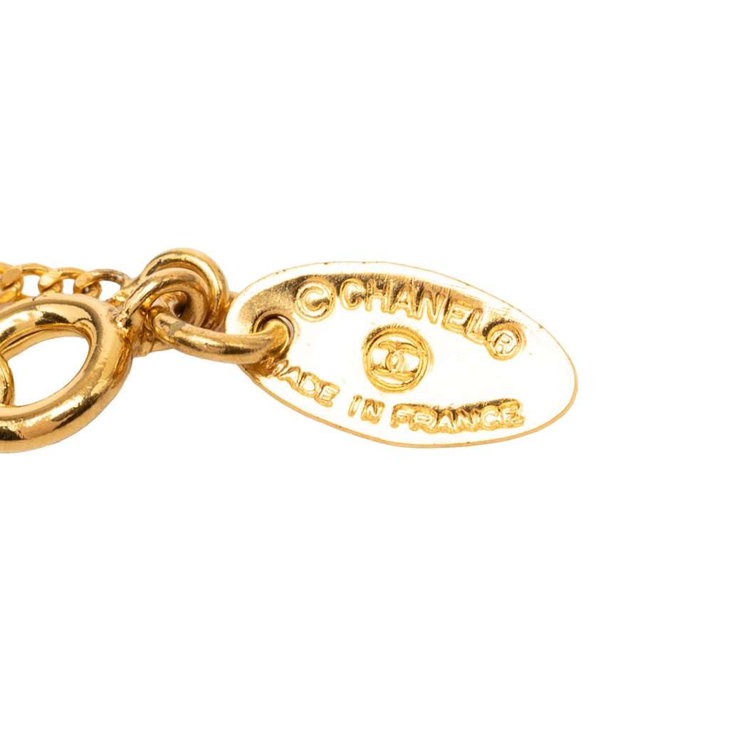 Chanel CC Gold Plated Strass Round Pendant Necklace Gold Metal Very good condition - Inside View