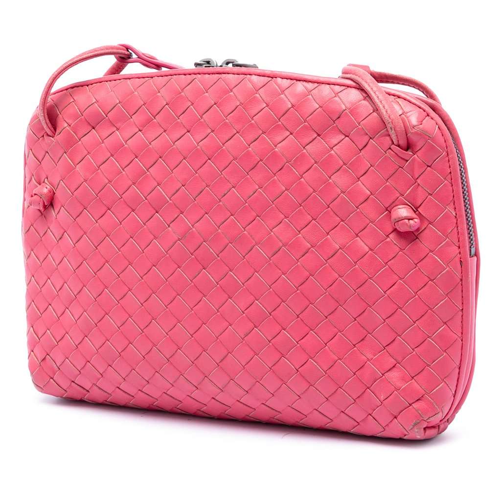 Bottega Veneta Nappa Intrecciato Nodini Crossbody Pink Leather Very good condition - Back View