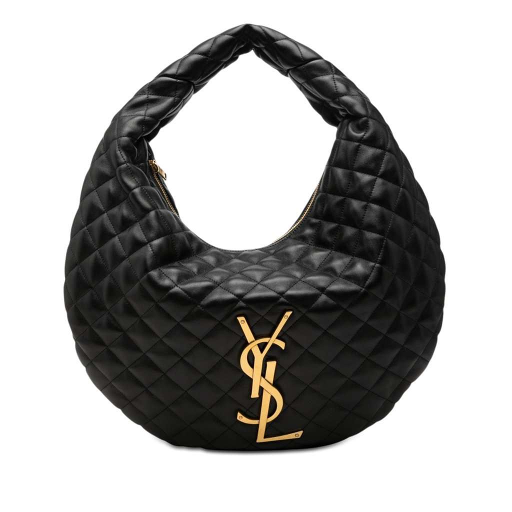 Saint Laurent Quilted Nappa Monogram Icare Hobo Black Leather Very good - Front View