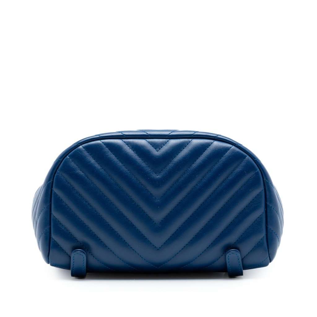 Chanel Small Chevron Calfskin Urban Spirit Backpack Blue Leather Very good condition - Inside View
