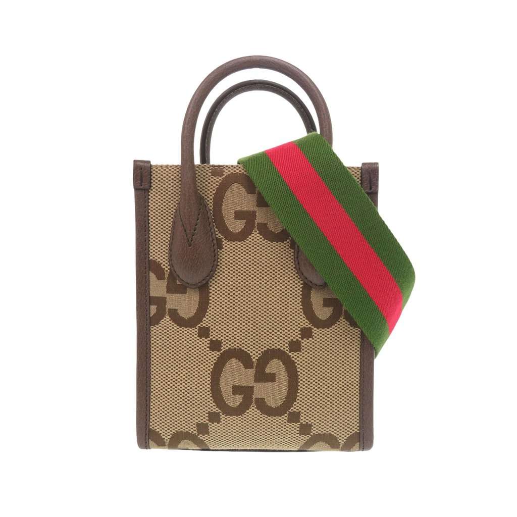 Gucci Mini Jumbo GG Canvas Web Satchel Beige Very good condition - Front View