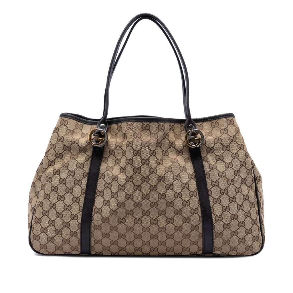 Gucci Large GG Canvas Twins Tote Beige Very good condition - Front View