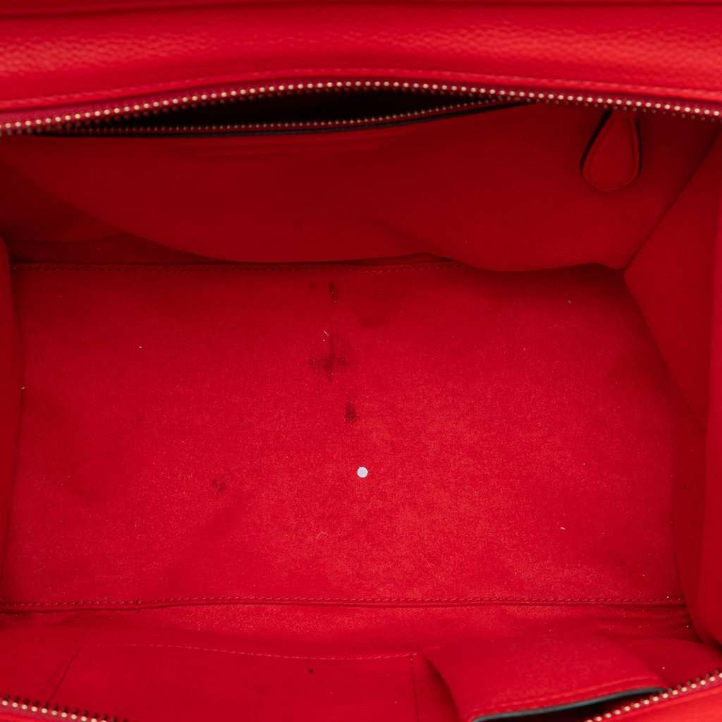 Celine Mini Grained Calfskin Luggage Tote Red Leather Very good condition - Model View