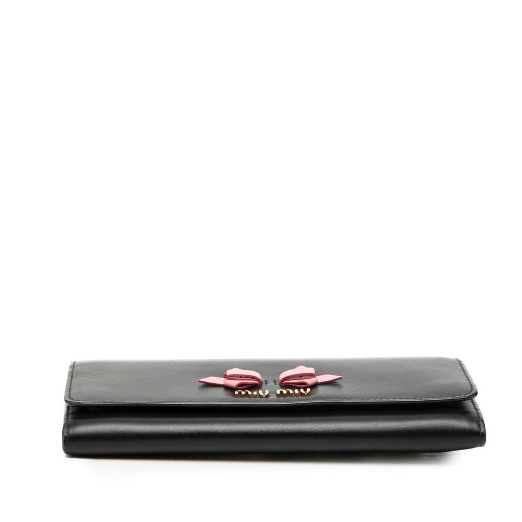 Miu Miu Soft Calf Bow Bifold Long Wallet Black Leather Very good condition - Inside View