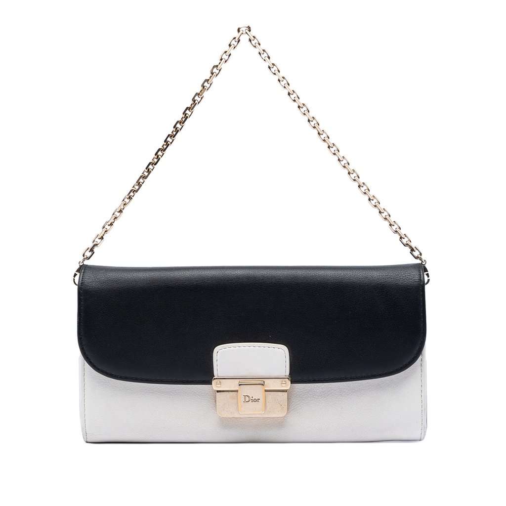 Dior Bicolor Calfskin Diorling Wallet on Chain White Leather Very good - Front View