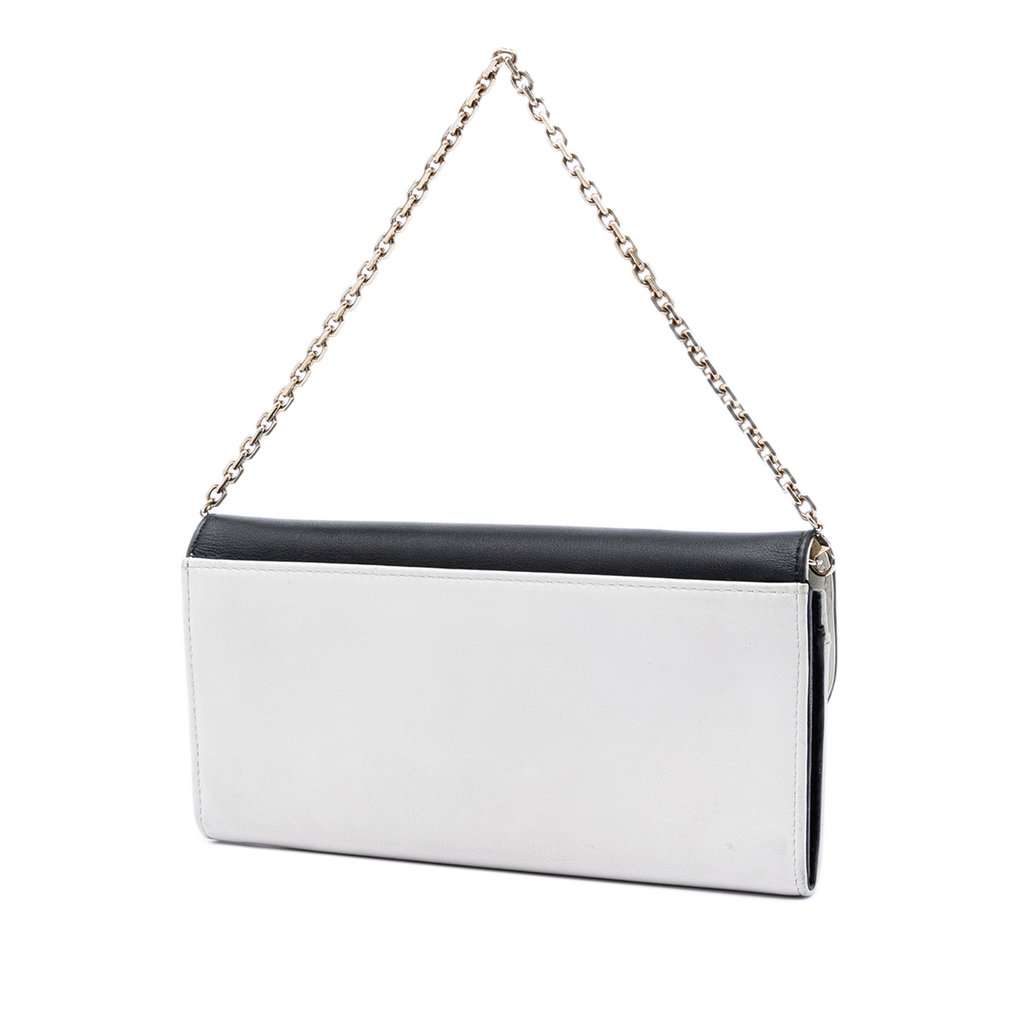 Dior Bicolor Calfskin Diorling Wallet on Chain White Leather Very good - Back View