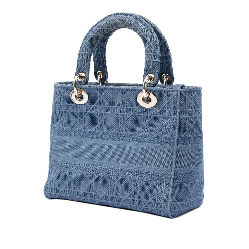 Dior Medium Canvas Cannage Lady D Lite Blue Very good condition - Back View