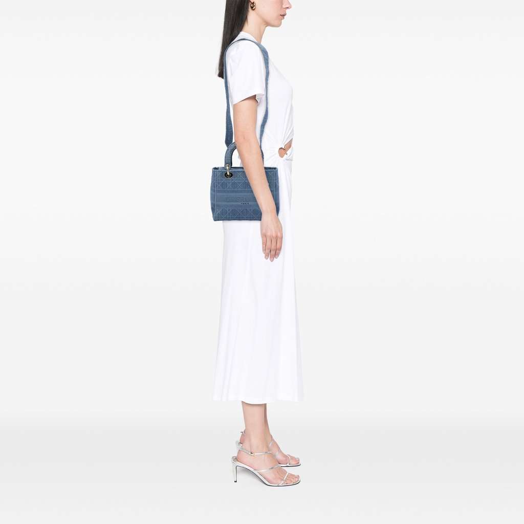 Dior Medium Canvas Cannage Lady D Lite Blue Very good condition - Box View