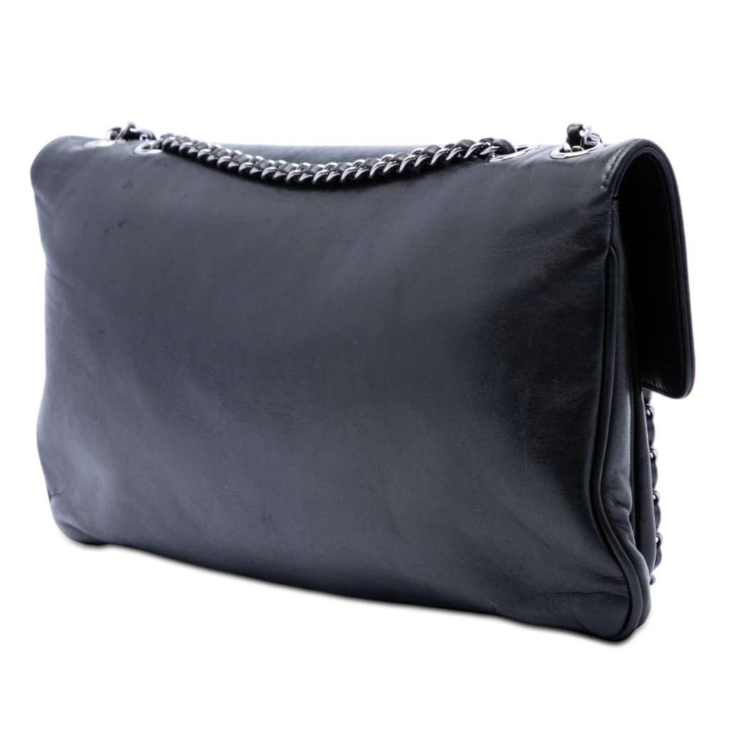 Chanel Lambskin Giant Mademoiselle Turnlock Flap Black Leather Very good condition - Back View