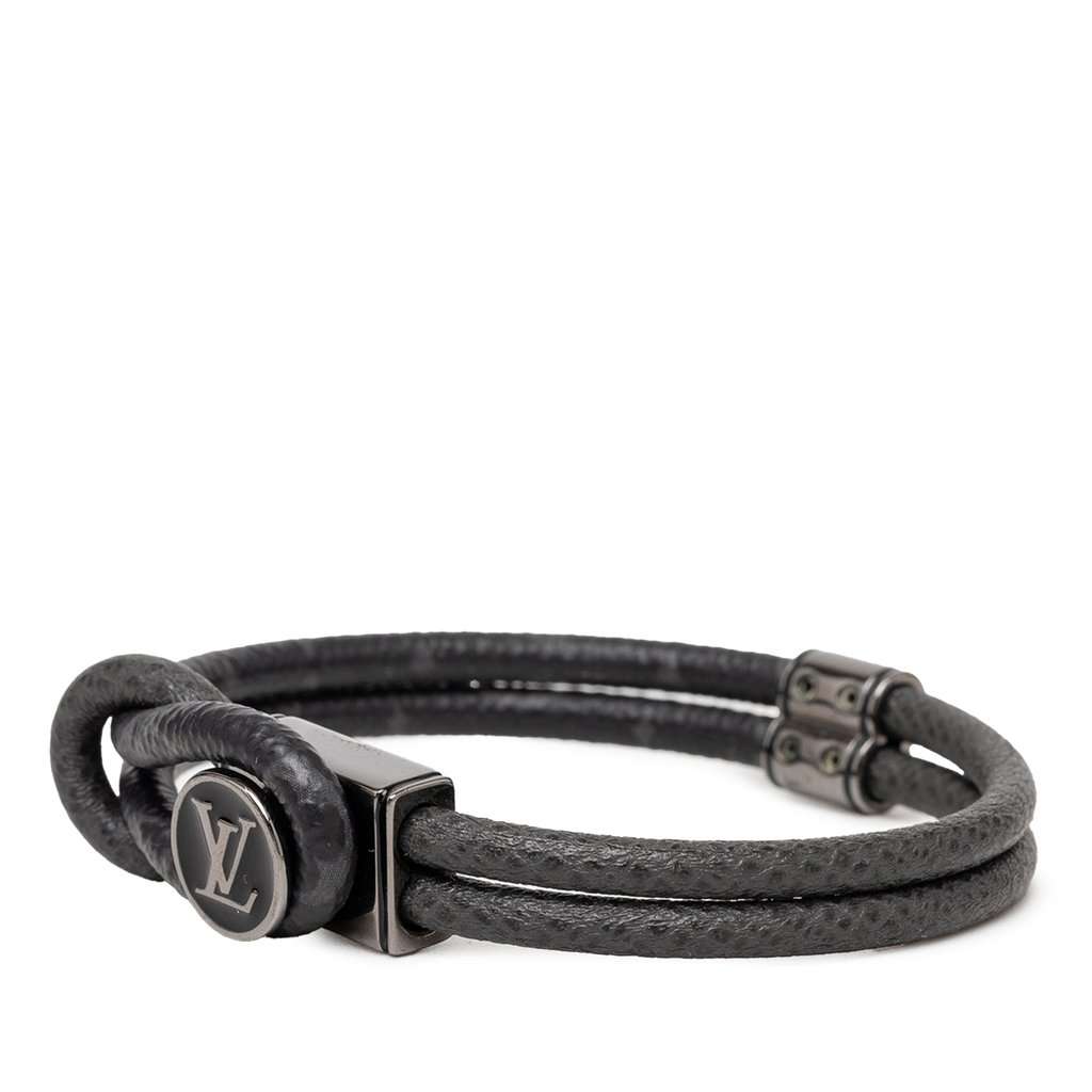 Louis Vuitton Monogram Eclipse and Taiga Loop It Bracelet Black Very good condition - Back View