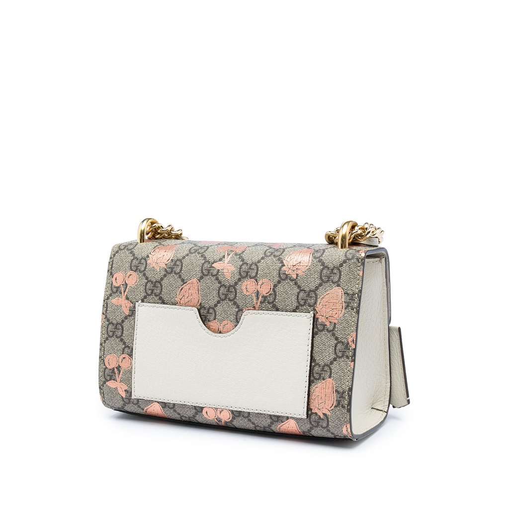 Gucci Small GG Supreme Berry Padlock Crossbody Beige Very good - Back View