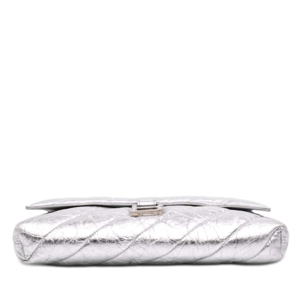Balenciaga Medium Metallic Calfskin Crush Pochette Silver Leather Very good - Inside View