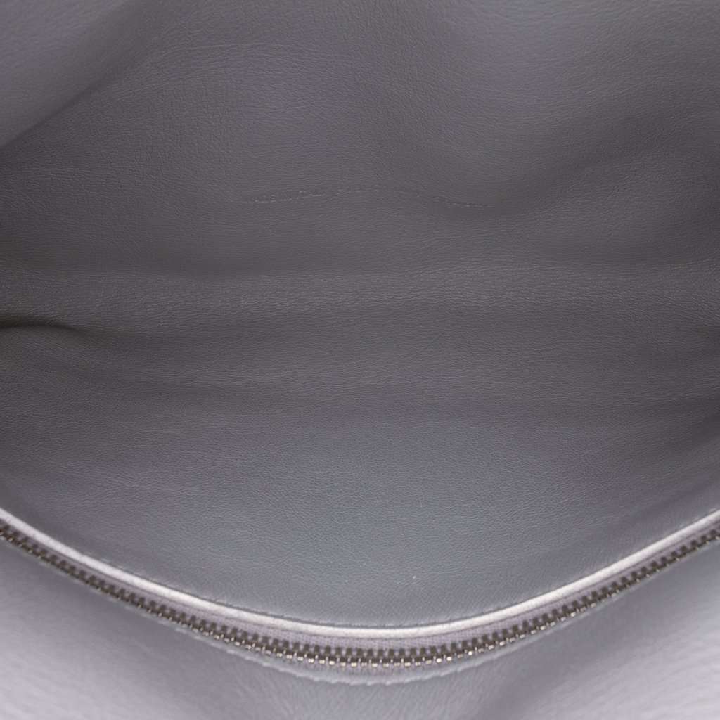 Balenciaga Medium Metallic Calfskin Crush Pochette Silver Leather Very good - Model View