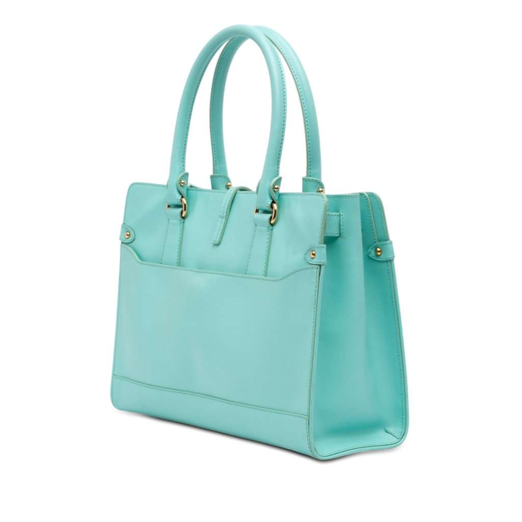 Ferragamo Small Calfskin Briana Tote Blue Leather Very good - Back View