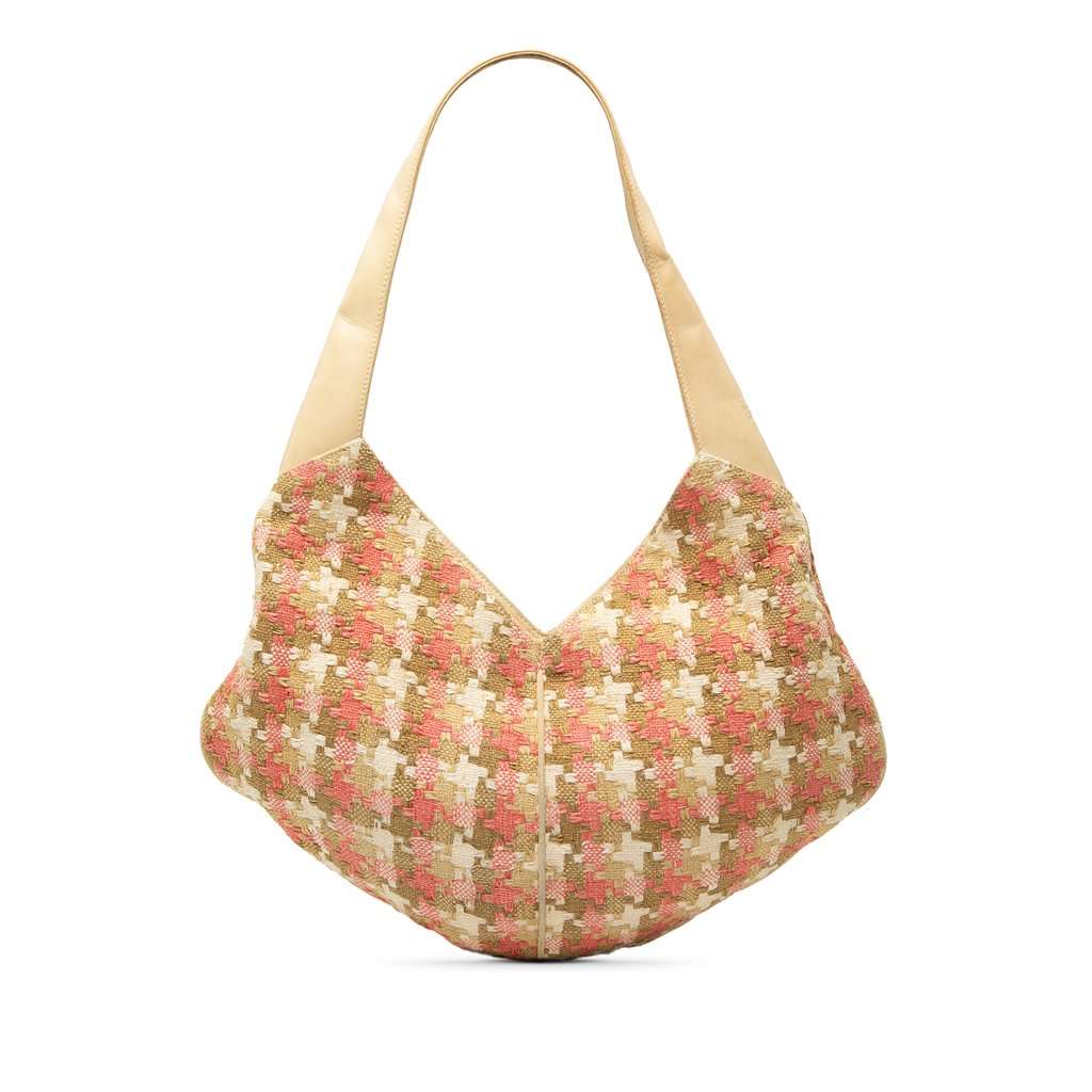 LOEWE Tweed Houndstooth Hobo Beige Very good condition - Front View