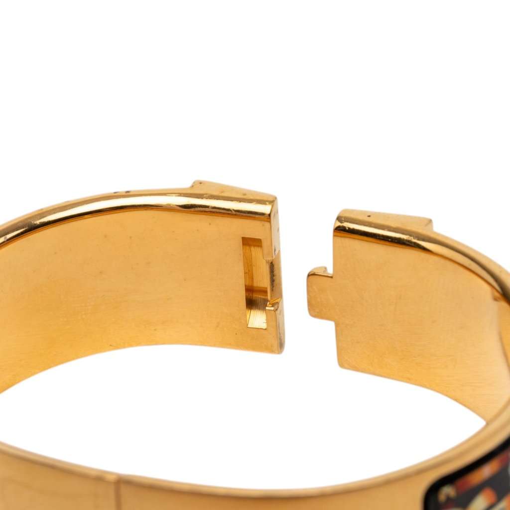 Hermès Wide Enamel Equestrian Loquet Bracelet GM Black Very good condition - Box View