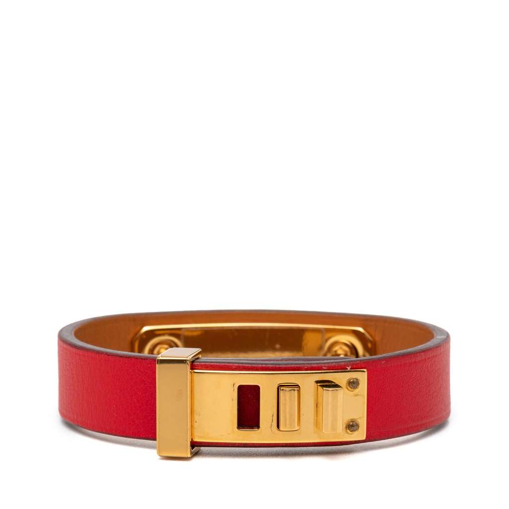 Hermès Narrow Swift As de Coeur Bracelet Red Leather Very good condition - Inside View
