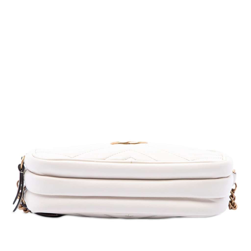 Gucci Mini GG Marmont Matelasse Calfskin Triple Zip Crossbody White Leather Very good condition - Inside View