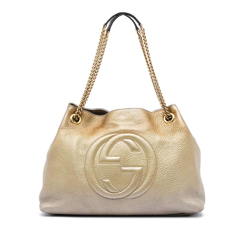 Gucci Medium Ombre Calfskin Soho Chain Tote Gold Leather Very good - Front View