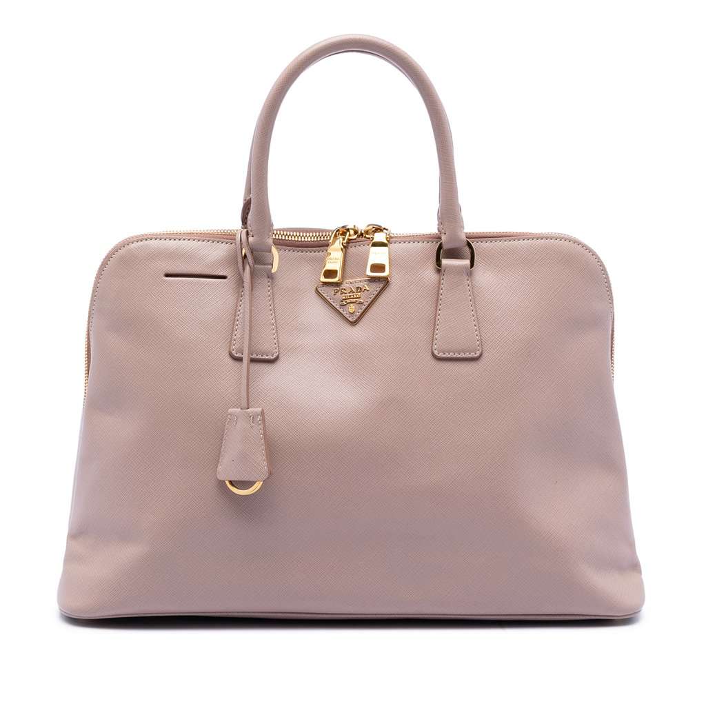 Prada Large Saffiano Lux Promenade Satchel Pink Leather Very good condition - Front View