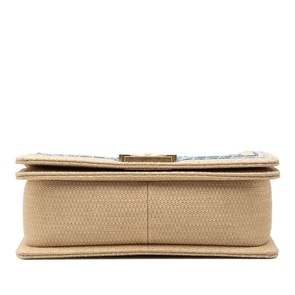 Chanel Old Medium Chevron Raffia Boy Flap Beige Very good condition - Inside View