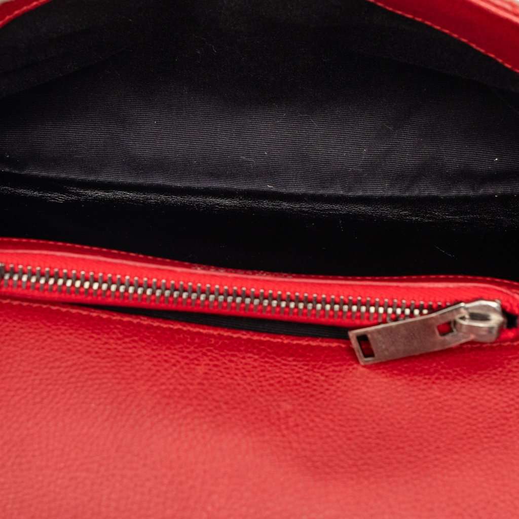 Saint Laurent Medium Chevron Sheepskin Monogram College Satchel Red Leather Very good condition - Model View