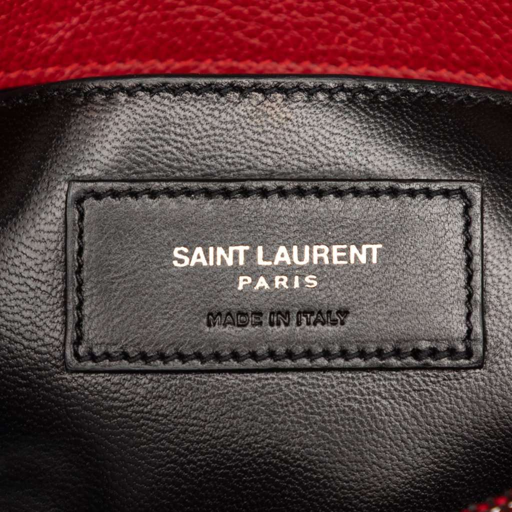 Saint Laurent Medium Chevron Sheepskin Monogram College Satchel Red Leather Very good condition - Box View