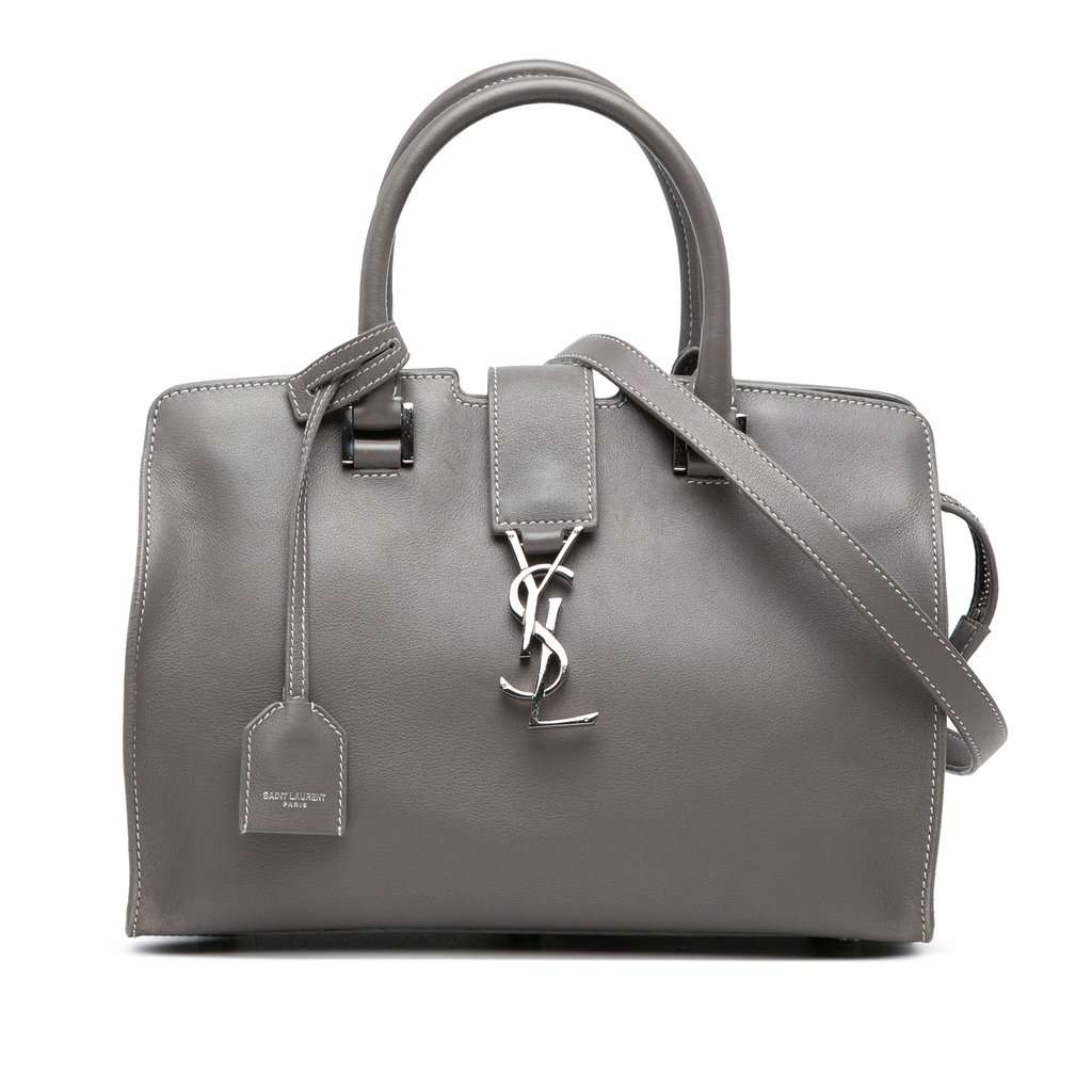 Saint Laurent Baby Leather Monogram Downtown Cabas Satchel Grey Leather Very good - Front View
