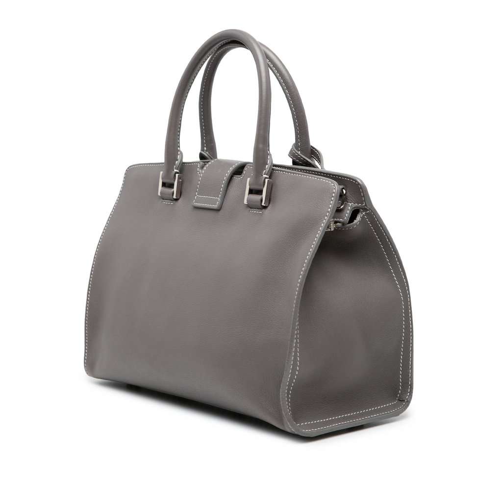 Saint Laurent Baby Leather Monogram Downtown Cabas Satchel Grey Leather Very good - Back View