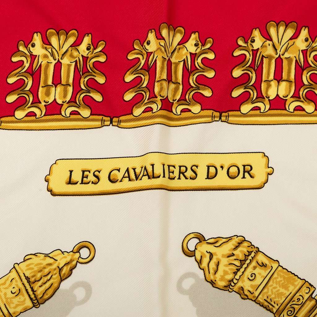 Hermès Les Cavaliers d Or Silk Scarf 90 Red Very good - Inside View