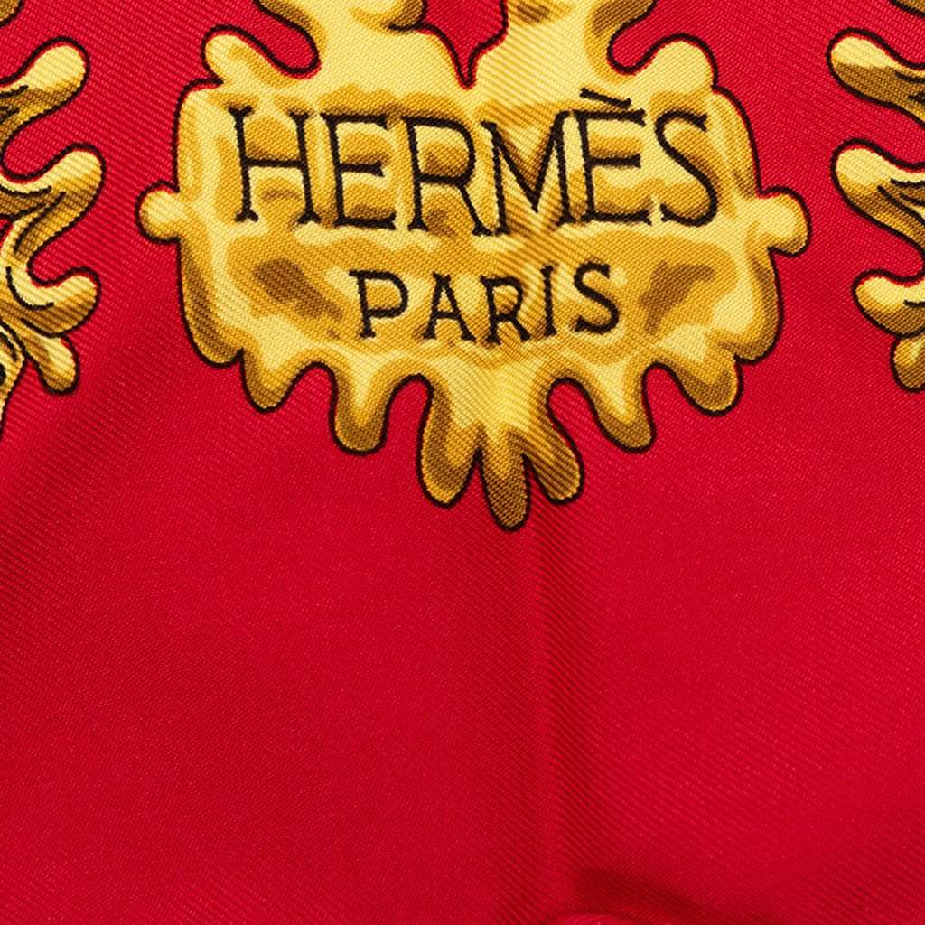 Hermès Les Cavaliers d Or Silk Scarf 90 Red Very good - Box View