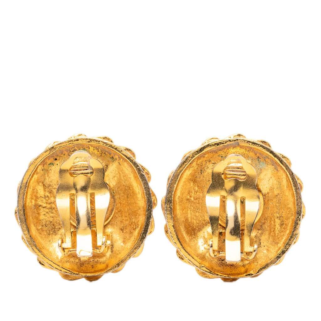 Chanel Gold Plated Mademoiselle Clip on Earrings Gold Metal Very good - Back View