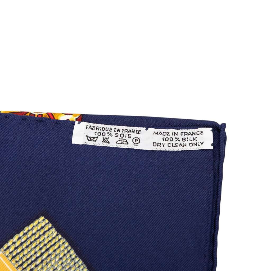 Hermès Chevaux de Trait Silk Scarf 90 Blue Never worn - Model View
