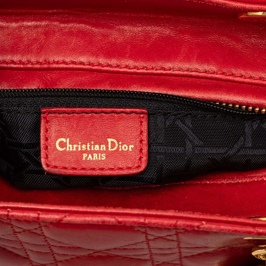 Dior Medium Lambskin Cannage Lady Dior Red Leather Very good condition - Box View