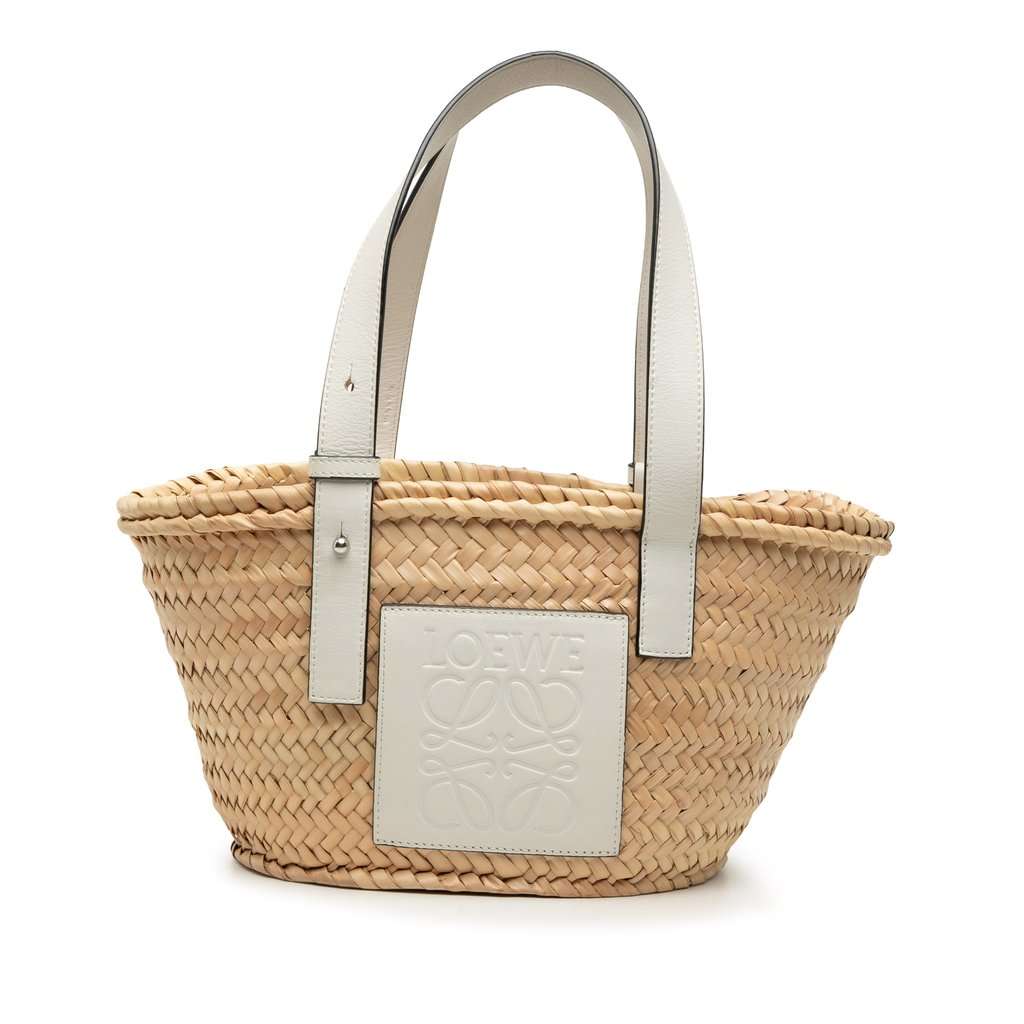 LOEWE Small Raffia Anagram Basket Tote Beige Very good condition - Front View
