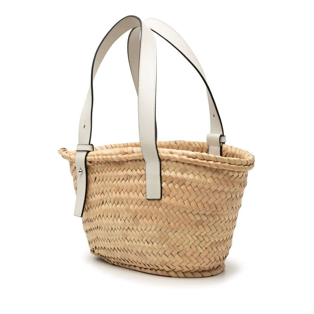 LOEWE Small Raffia Anagram Basket Tote Beige Very good condition - Back View