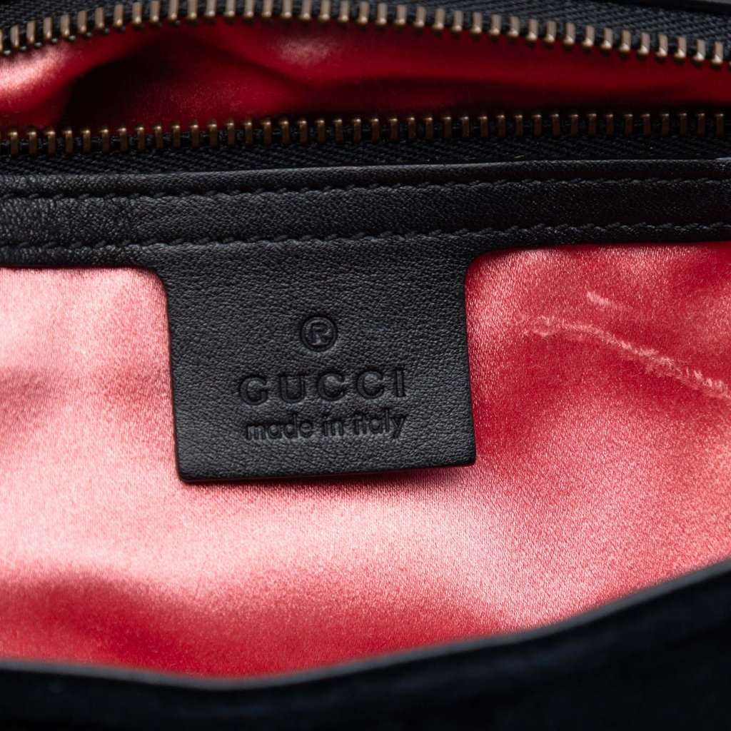 Gucci Large GG Marmont Matelasse Velvet Embroidered Loved Shoulder Bag Black Very good - Box View