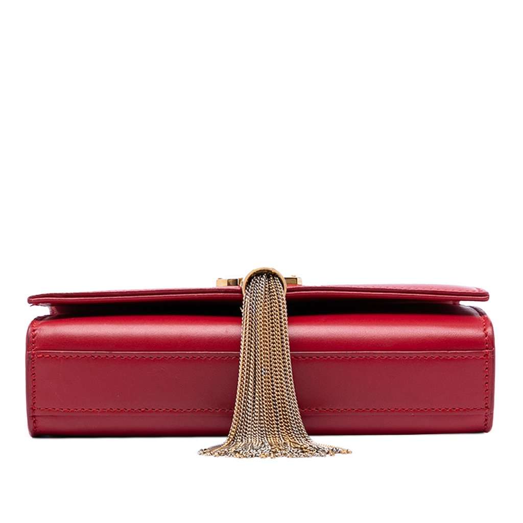 Saint Laurent Small Smooth Calfskin Monogram Kate Tassel Crossbody Red Leather Very good condition - Inside View