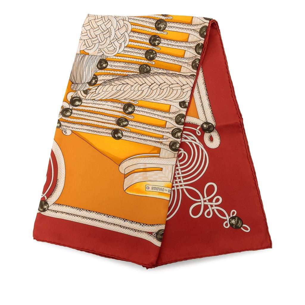 Hermès Brandebourgs Silk Scarf 90 Yellow Very good condition - Front View