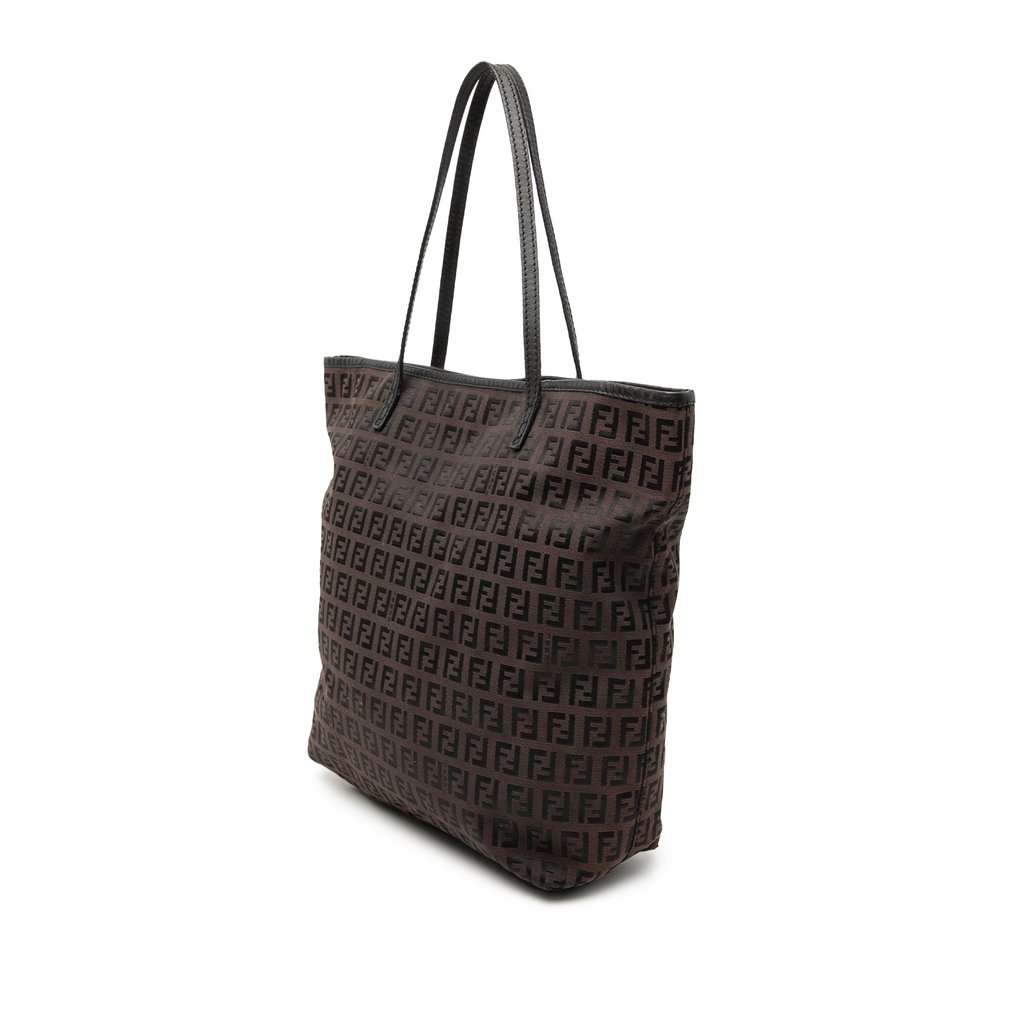 Fendi Zucchino Canvas Tote Brown Good - Back View