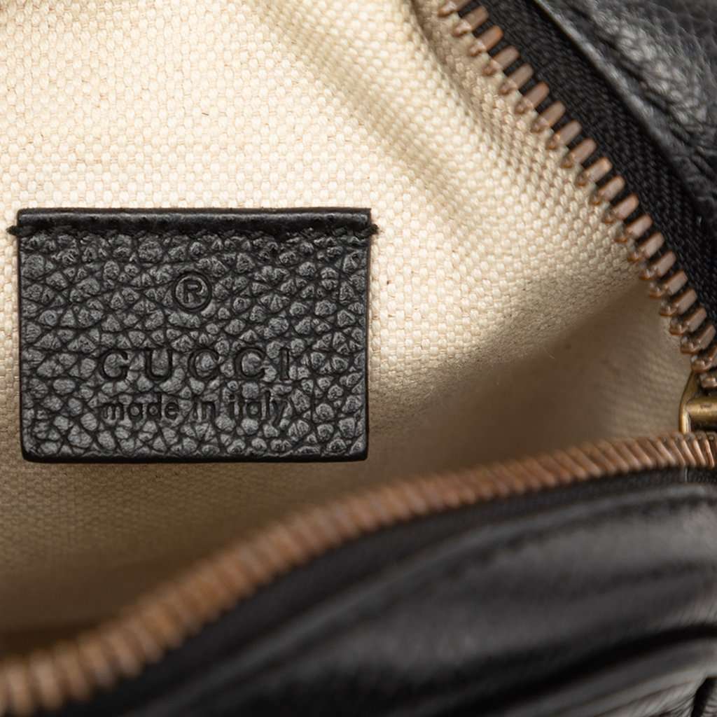 Gucci Mini Grained Calfskin Logo Crossbody Black Leather Very good condition - Box View