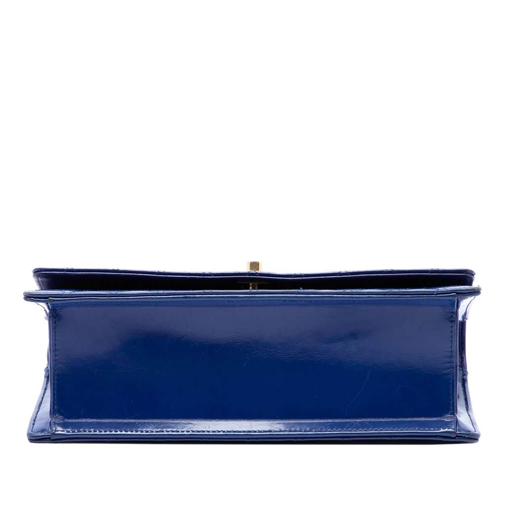 Chanel CC Quilted Lambskin Long Flap Blue Leather Good condition - Inside View