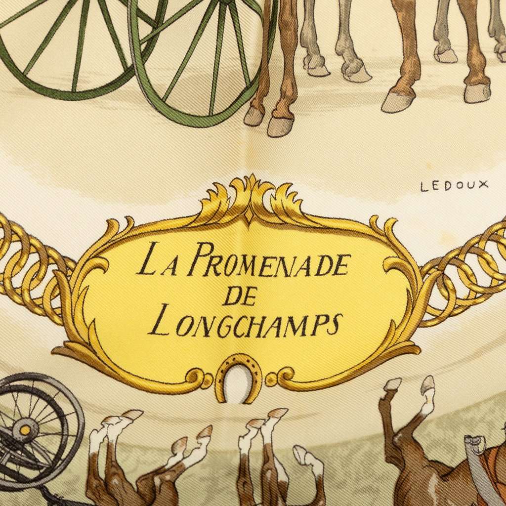 Hermès La Promenade de Longchamps Silk Scarf 90 Pink Very good - Box View